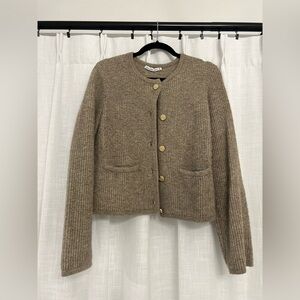 Abercrombie & Fitch Brown Cardigan Sweater with Ribbed Trim, size M